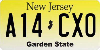 NJ license plate A14CXO