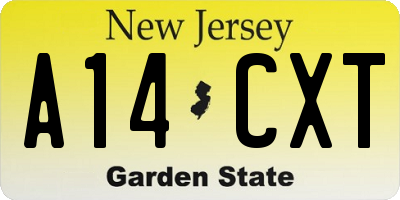 NJ license plate A14CXT