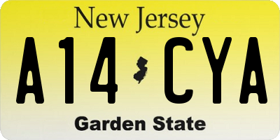 NJ license plate A14CYA