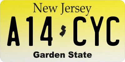NJ license plate A14CYC
