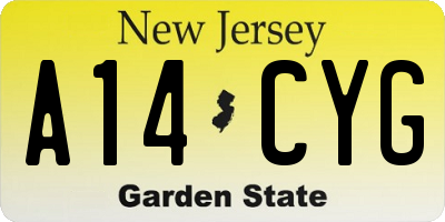 NJ license plate A14CYG