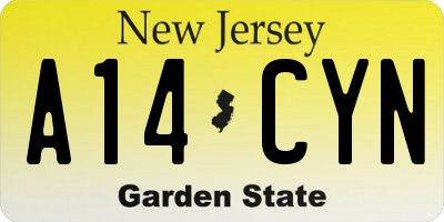 NJ license plate A14CYN
