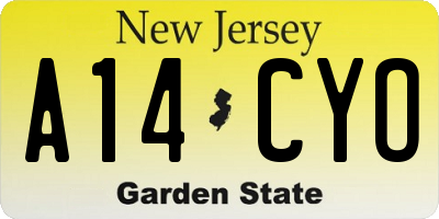 NJ license plate A14CYO