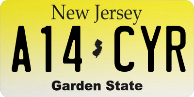 NJ license plate A14CYR