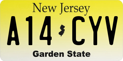 NJ license plate A14CYV