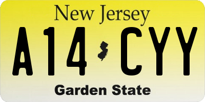 NJ license plate A14CYY