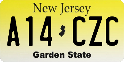NJ license plate A14CZC