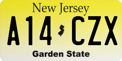 NJ license plate A14CZX