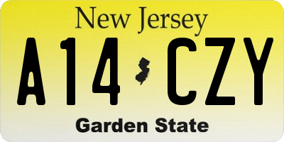 NJ license plate A14CZY