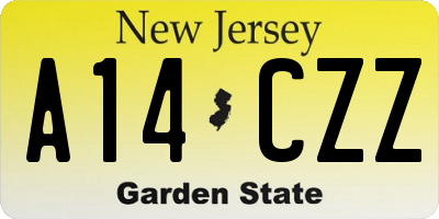 NJ license plate A14CZZ