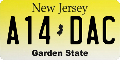 NJ license plate A14DAC