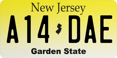 NJ license plate A14DAE