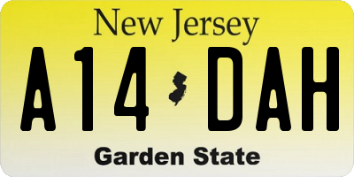 NJ license plate A14DAH