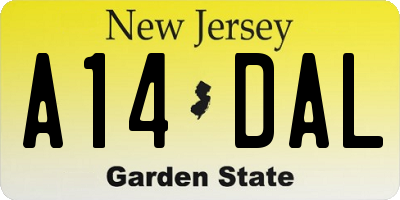 NJ license plate A14DAL
