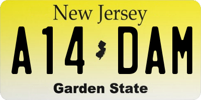 NJ license plate A14DAM