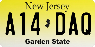 NJ license plate A14DAQ