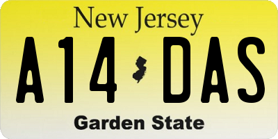 NJ license plate A14DAS