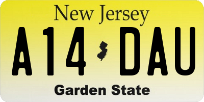 NJ license plate A14DAU