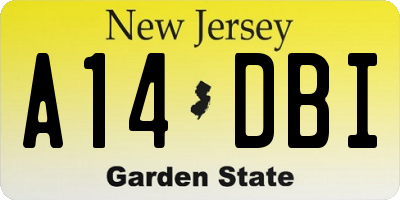 NJ license plate A14DBI