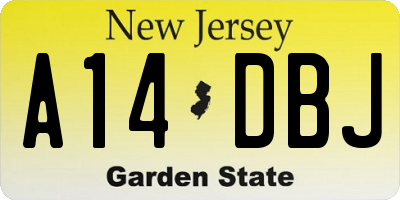 NJ license plate A14DBJ