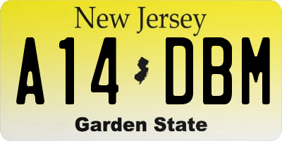 NJ license plate A14DBM