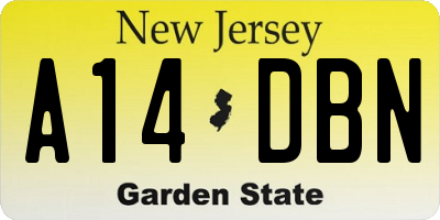 NJ license plate A14DBN