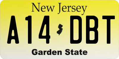 NJ license plate A14DBT