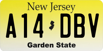 NJ license plate A14DBV