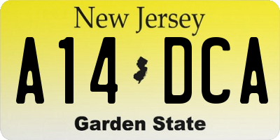 NJ license plate A14DCA