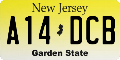 NJ license plate A14DCB