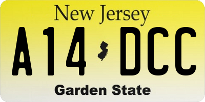 NJ license plate A14DCC