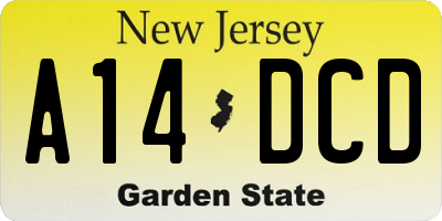 NJ license plate A14DCD