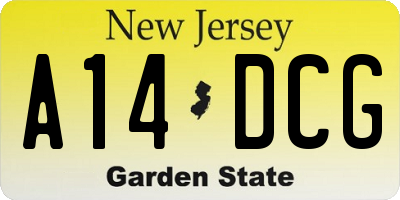 NJ license plate A14DCG
