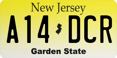 NJ license plate A14DCR