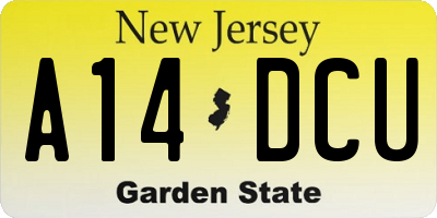 NJ license plate A14DCU