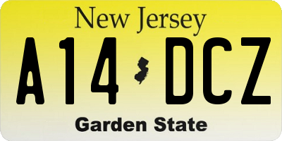 NJ license plate A14DCZ