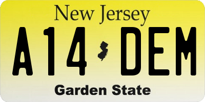 NJ license plate A14DEM