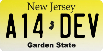 NJ license plate A14DEV
