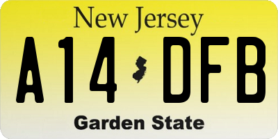 NJ license plate A14DFB
