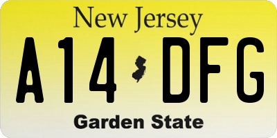 NJ license plate A14DFG