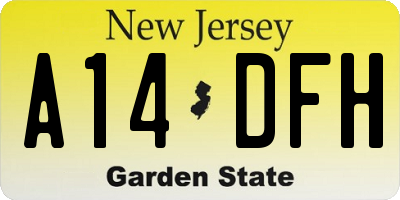NJ license plate A14DFH