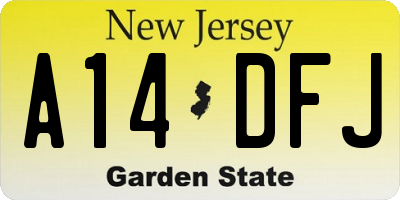 NJ license plate A14DFJ