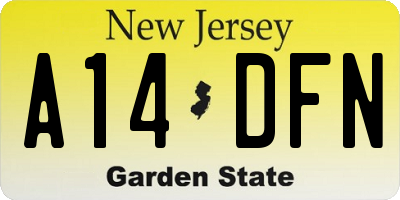 NJ license plate A14DFN
