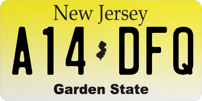 NJ license plate A14DFQ
