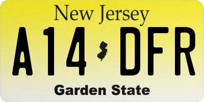 NJ license plate A14DFR