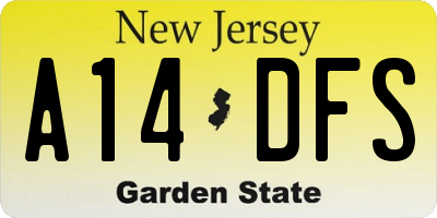 NJ license plate A14DFS