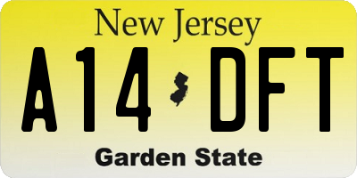 NJ license plate A14DFT