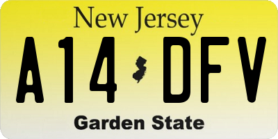 NJ license plate A14DFV