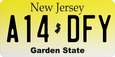 NJ license plate A14DFY