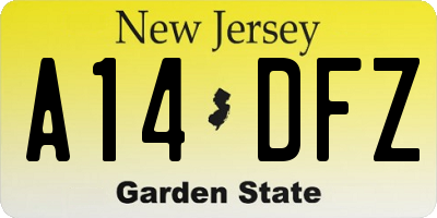 NJ license plate A14DFZ